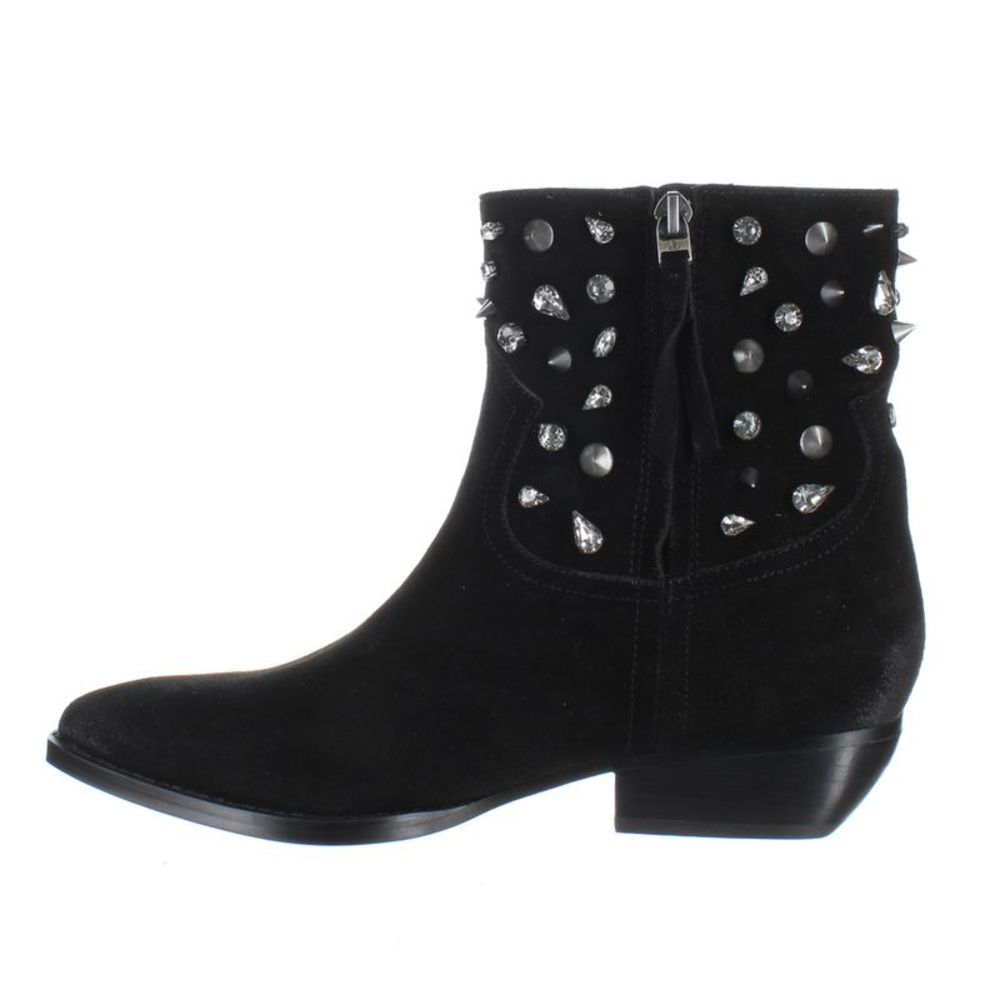 Sam Edelman Black Suede Studded Ankle Boots - Picture 3 of 4